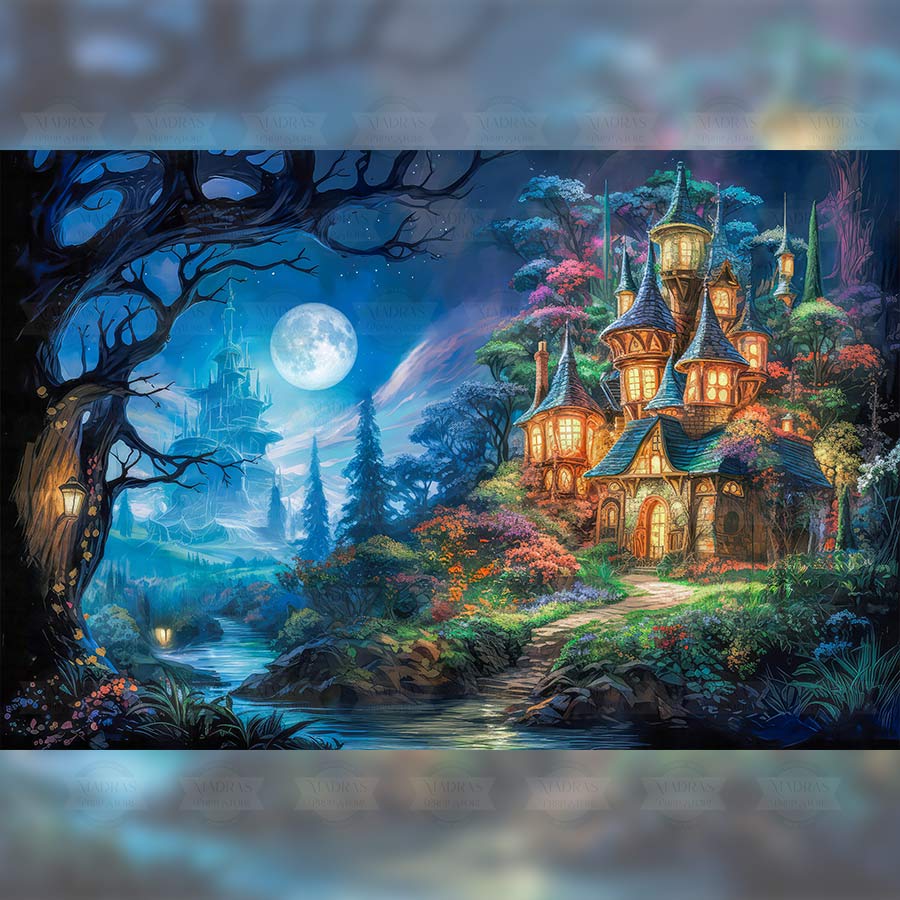 Enchanted Castle - Printed Backdrop - Fabric - 5 by 7 feet