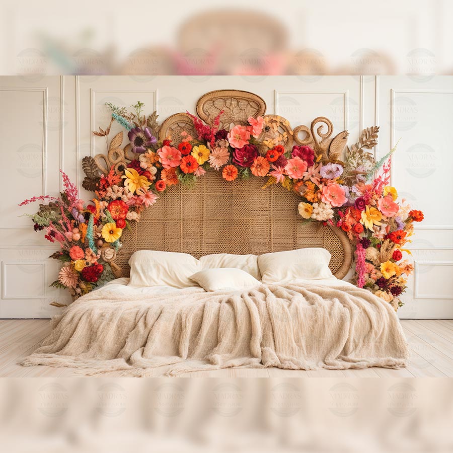 Floral Headboard - Printed Backdrop - Fabric - 5 by 7 feet