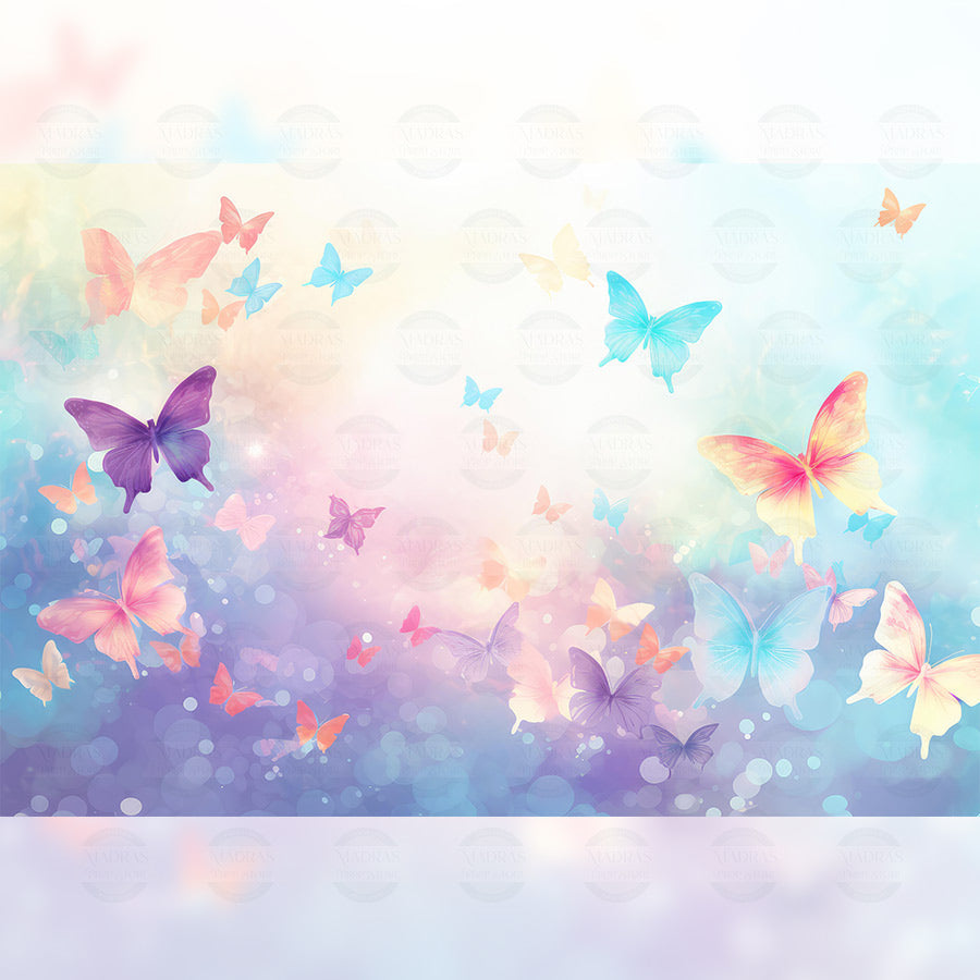 Fluttering Butterflies - Printed Backdrop - Fabric - 5 by 8 feet