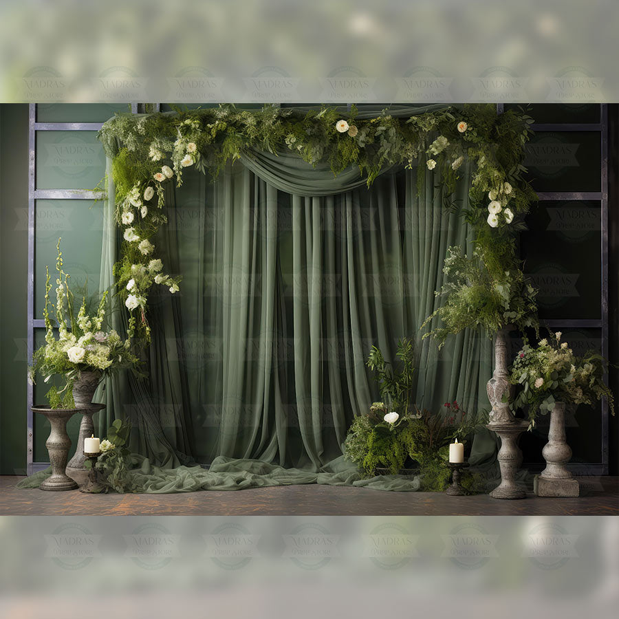 Green Lens - Printed Backdrop - Fabric - 5 by 7 feet