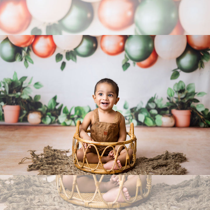 Green Balloon Trail - Baby Printed Backdrops