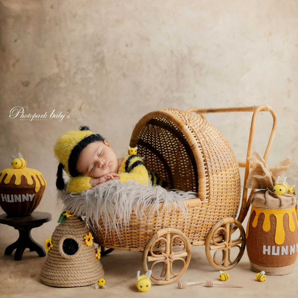 Honey Pitcher / Bamboo Pram / Handmade Honey Pot / Jute Beehive Prop : Baby Props
