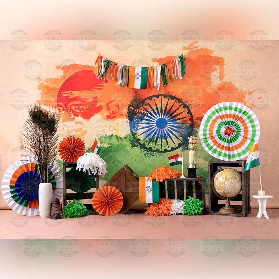 I love India -  Baby Printed Backdrop  - Fabric (Pre-Order)