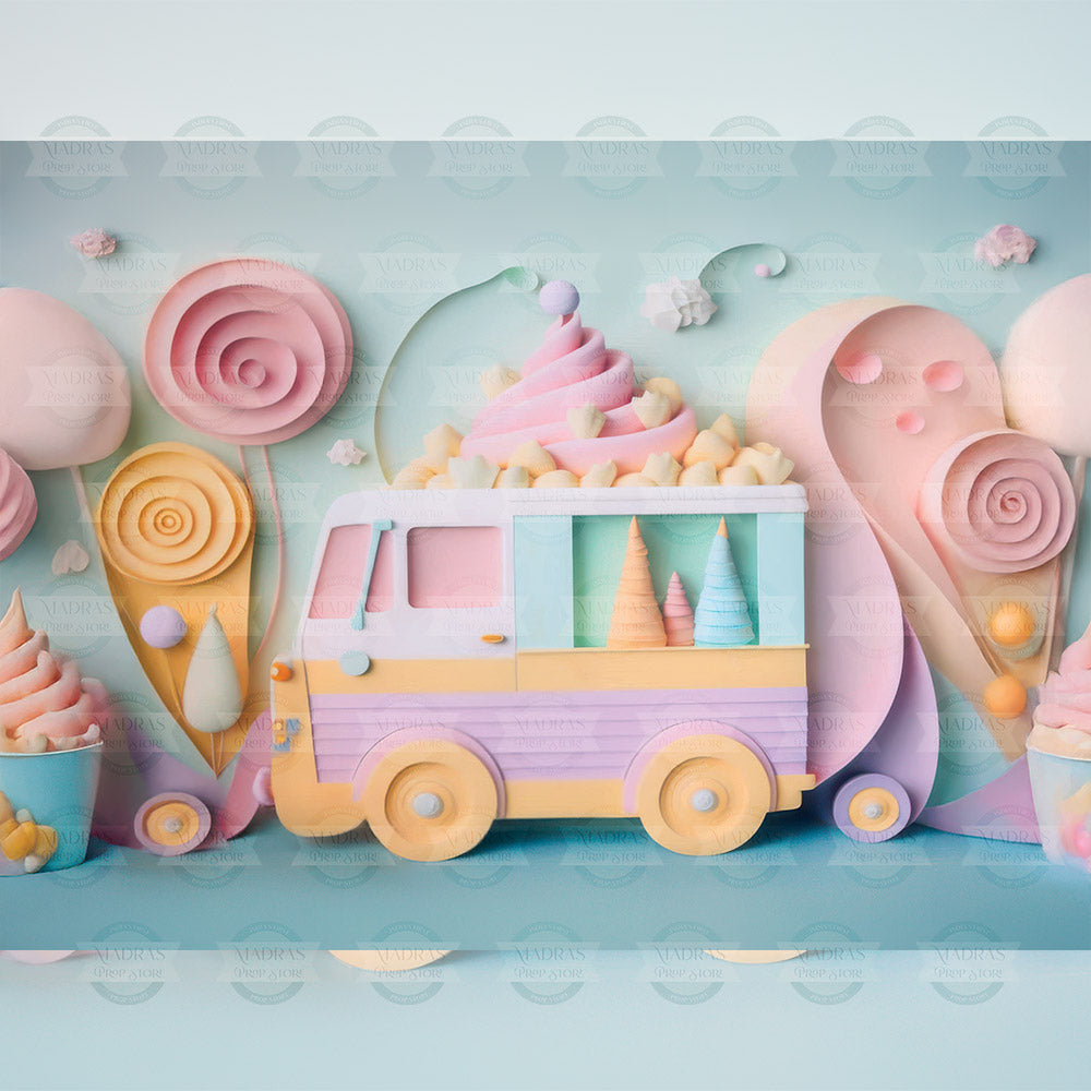 Ice Cream Truck : Baby Printed Backdrops