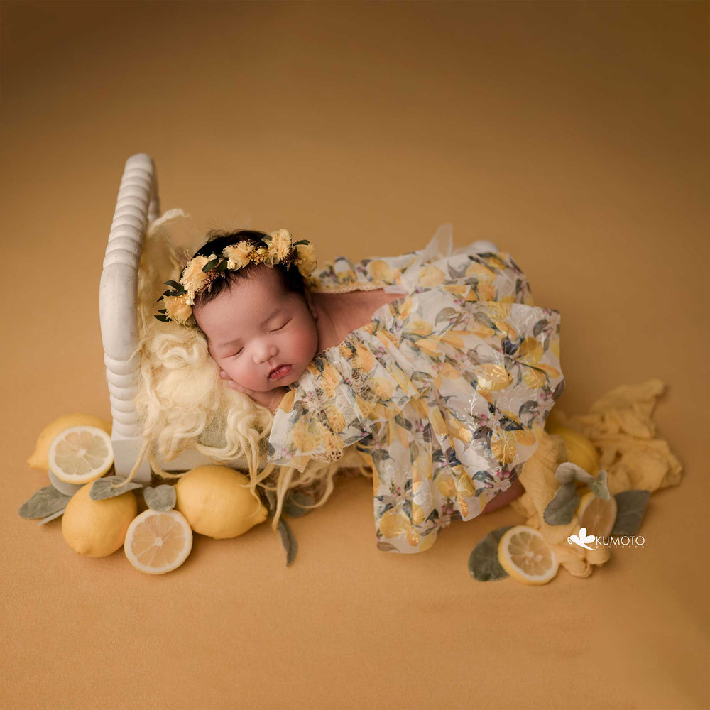 Kumoto Yellow Full Sleeve Romper With Bonnet | Newborn | KM056 : Baby Props