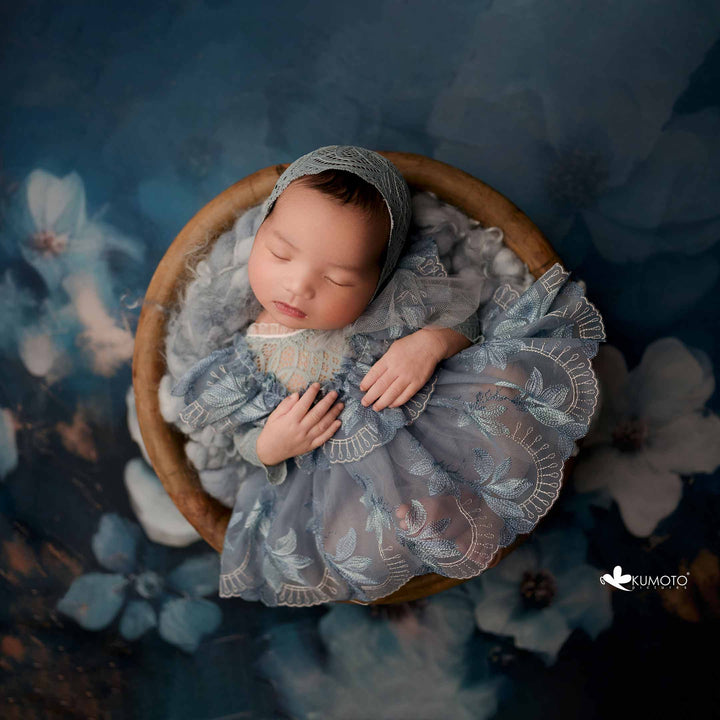 Kumoto Baby Blue Romper With Bonnet | Newborn | KM022 : Baby Props