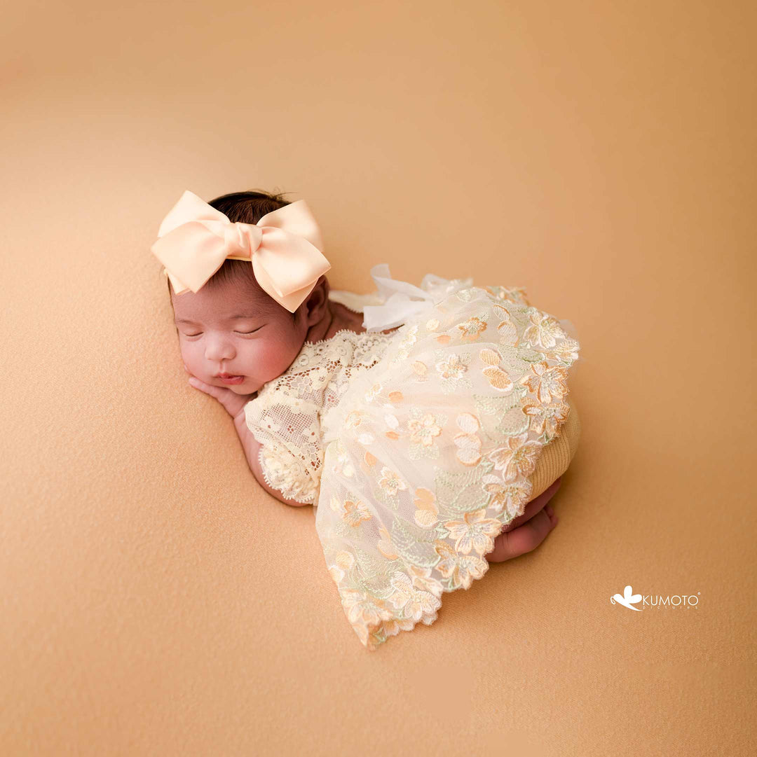 Kumoto Yellow Sleeveless Romper With Bonnet | Newborn | KM046 : Baby Props