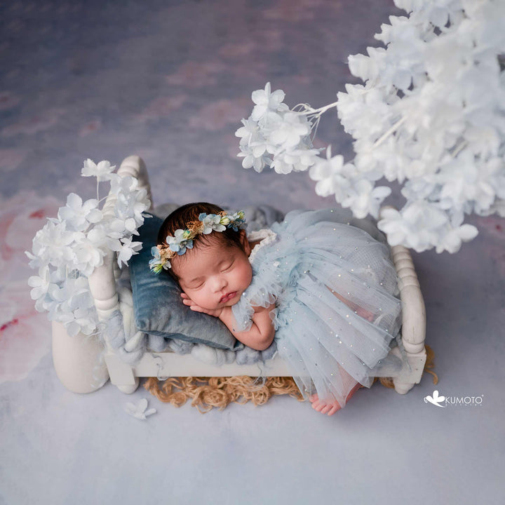 Kumoto Pearl Blue Gown With Bonnet | Newborn | KM012 : Baby Props