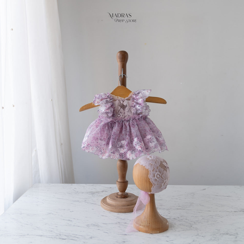 Kumoto Lilac Sleeveless Romper With Bonnet | Newborn | KM041