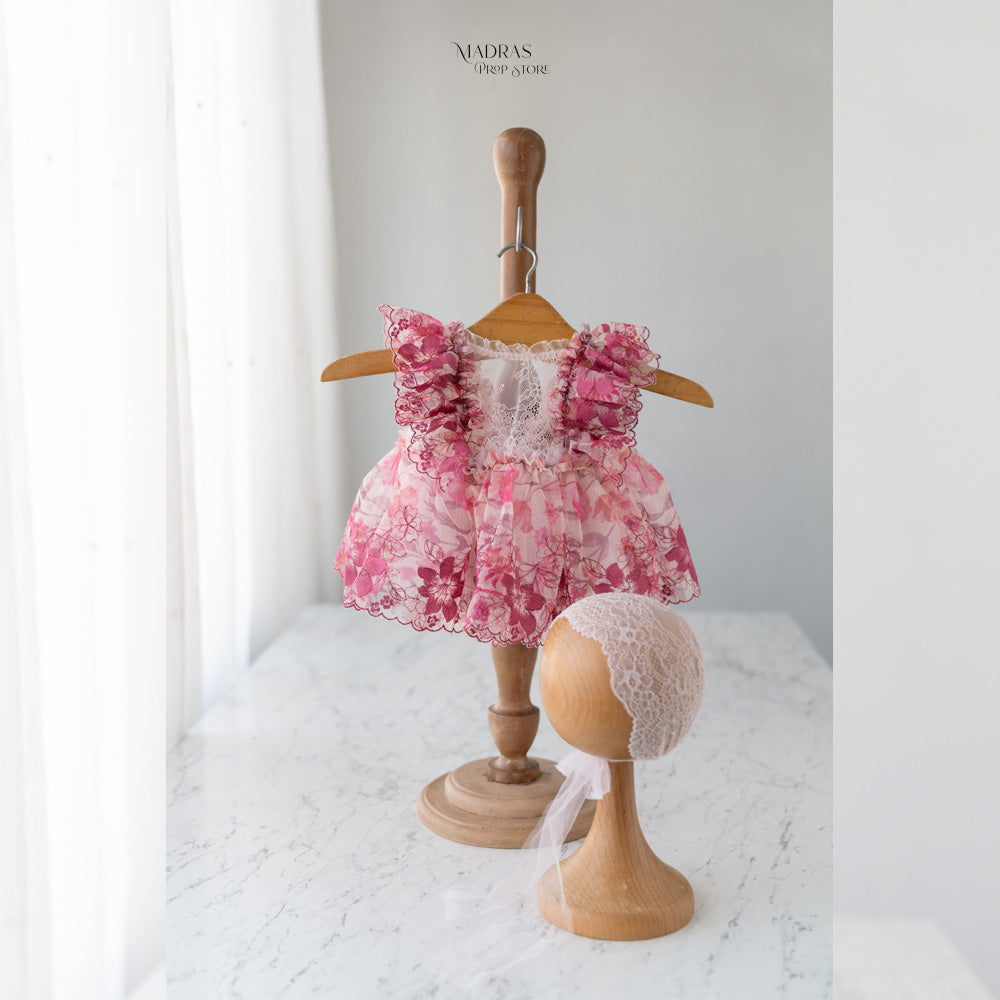 Kumoto Pink Sleeveless Romper With Bonnet | Newborn | KM038 : Baby Props