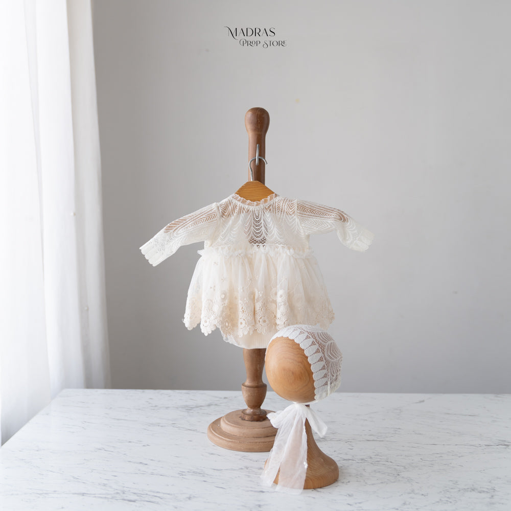 Kumoto Vintage Romper With Bonnet | Newborn | KM011 : Baby Props