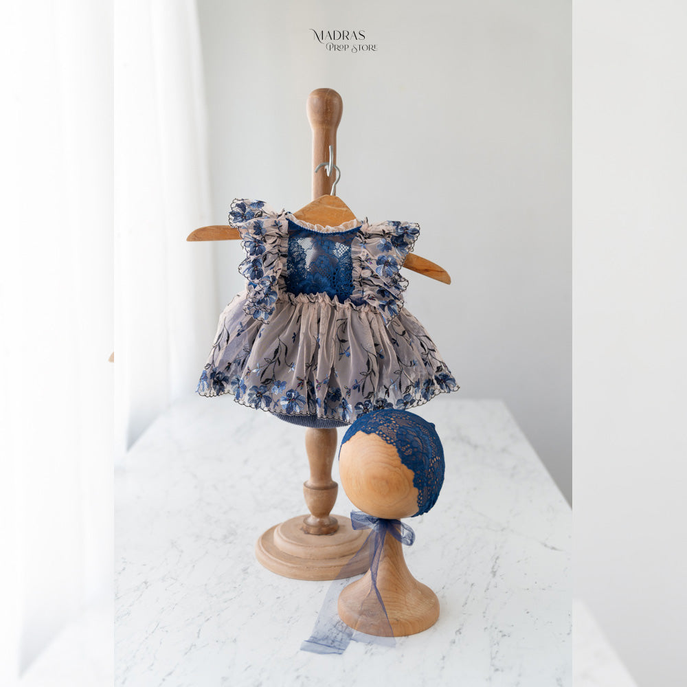 Kumoto Blue Sleeveless Romper With Bonnet | Newborn | KM037 : Baby Props