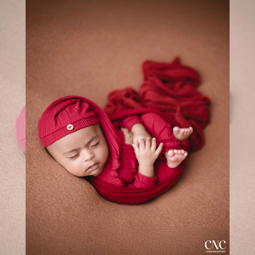 Kumoto Maroon Romper With Cap | Newborn | KM006 : Baby Outfits