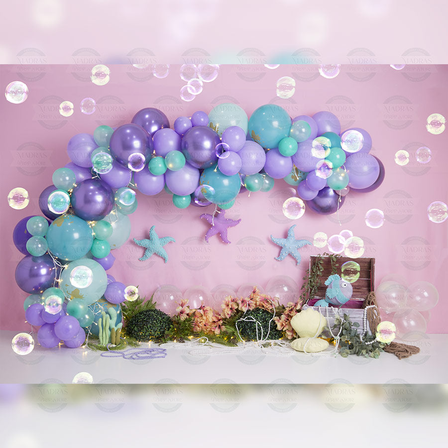 Lilac Mermaid - Printed Backdrop - Fabric - 5 by 7 feet