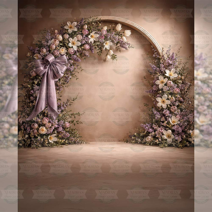Lavender Blossom Arch - Printed Backdrop - Fabric - 8 by 12 Feet