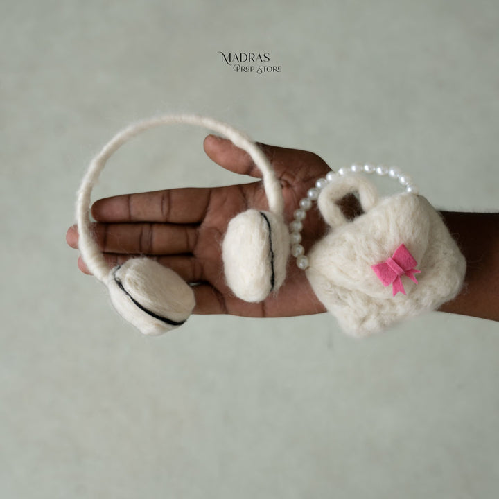 Newborn Headset and Mini Radio Combo ( Felted ) : Baby Props