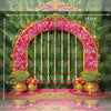 Pink Garland Arch - Printed Backdrop - 10 by 8 feet / Fabric (Pre-Order)