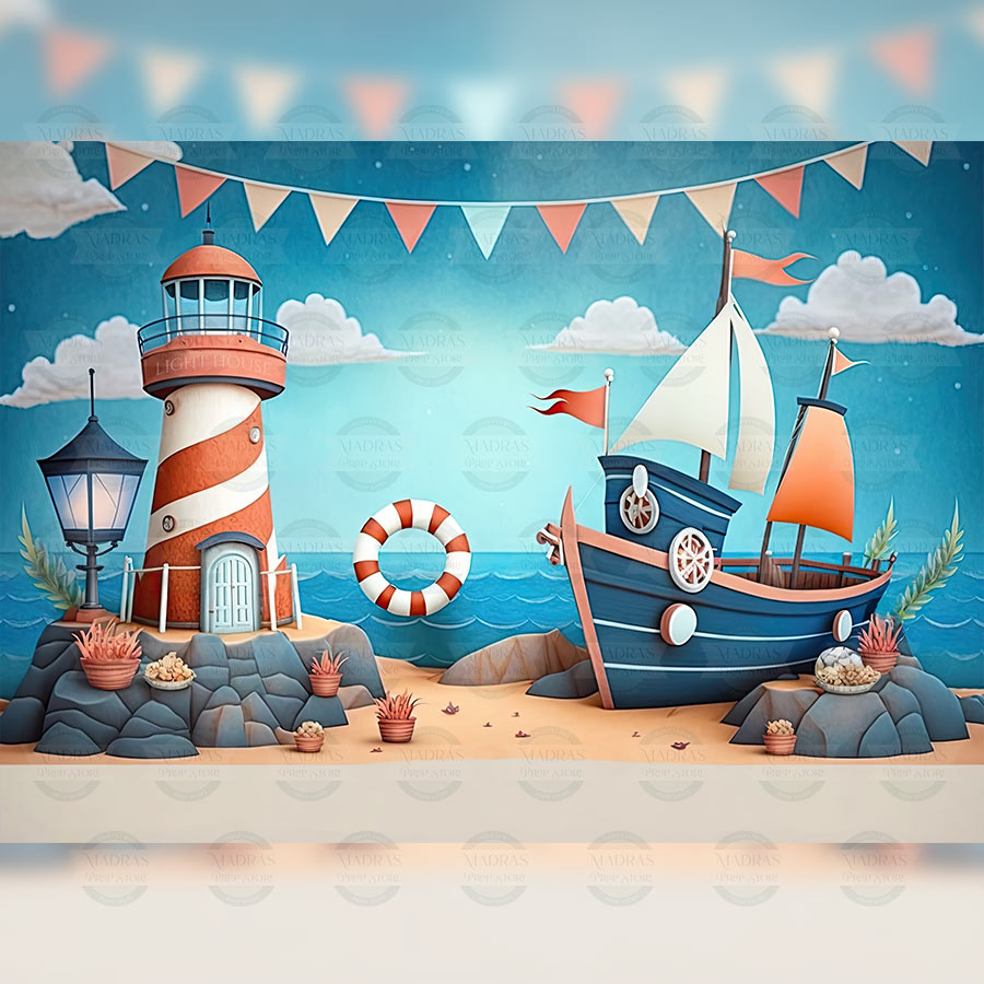 Pirate's Island - Printed Backdrop - Fabric - 5 by 6 feet