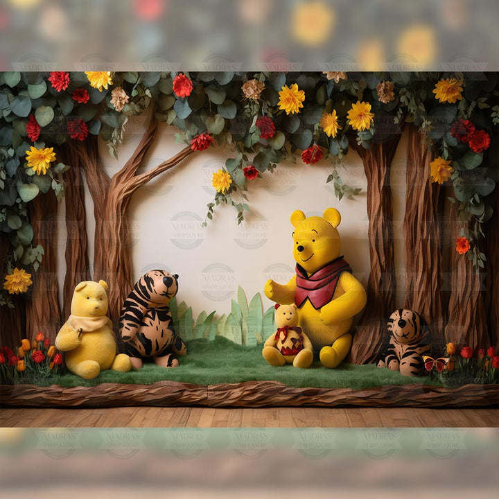 Pooh and Friends - Printed Backdrop - Fabric - 5 by 7 feet | D101