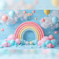 Rainbow Rush - Printed Backdrop - Fabric - 5 by 6 feet