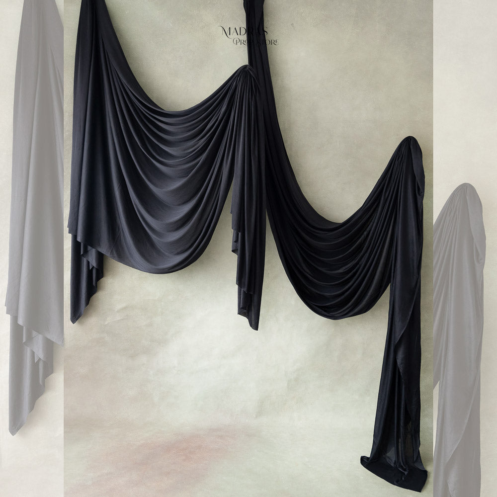 Ripple Drapes Backdrop ( 1.7 x 4 Meters ) | Black : Baby Props