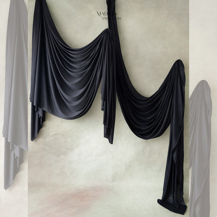 Ripple Drapes Backdrop ( 1.7 x 4 Meters ) | Black : Baby Props
