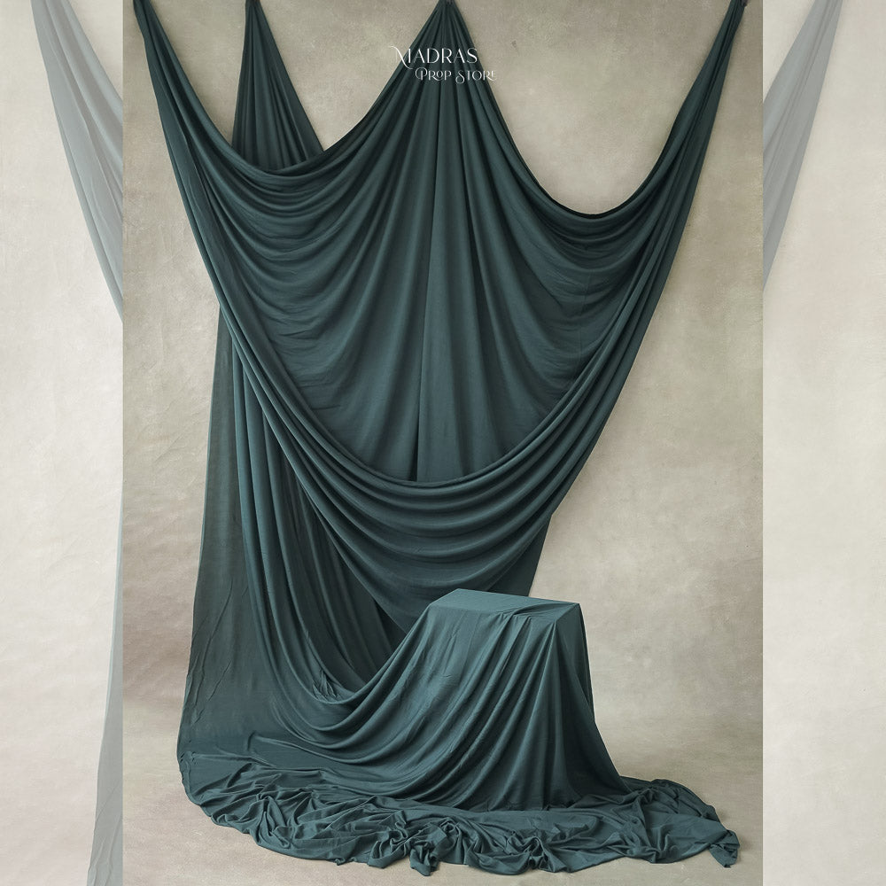 Ripple Drapes Set of 2 ( 1.7 x 5 Meters  ) | British Green : Bbaby Props