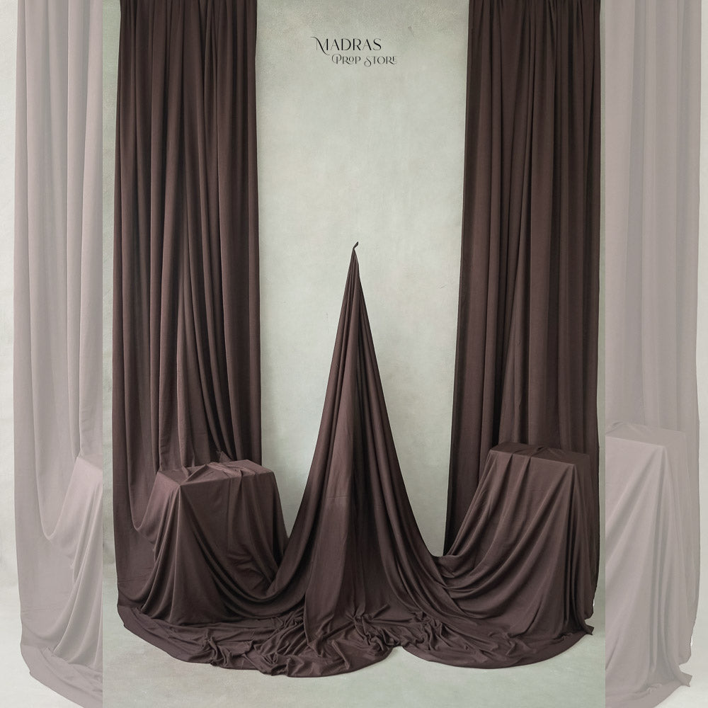Ripple Drapes Backdrop ( 1.7 x 4 Meters ) | Chocolate Brown : Baby Props