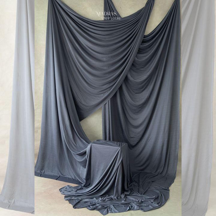 Ripple Drapes Backdrop ( 1.7 x 4 Meters ) | Grey : Baby Props