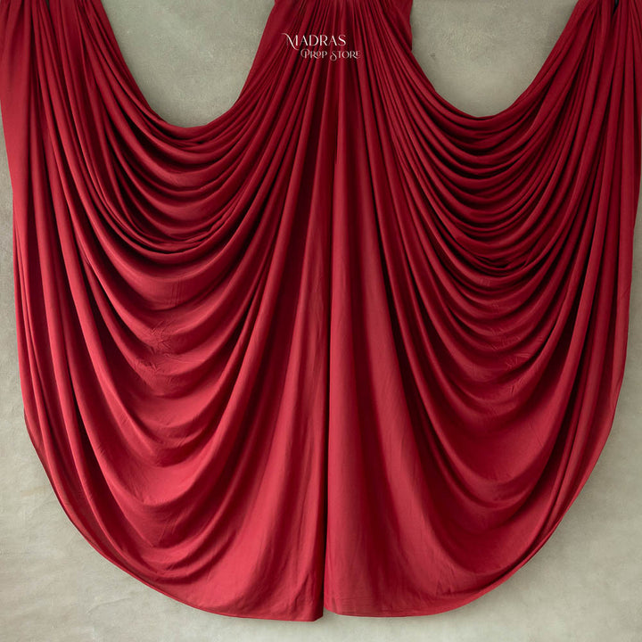 Ripple Drapes Set of 2 ( 1.7 x 5 Meters  ) | Maroon : Baby Props