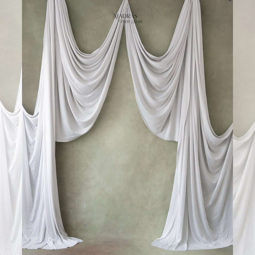 Ripple Drapes Set of 2 ( 1.7 x 5 Meters  ) | White : Baby Props