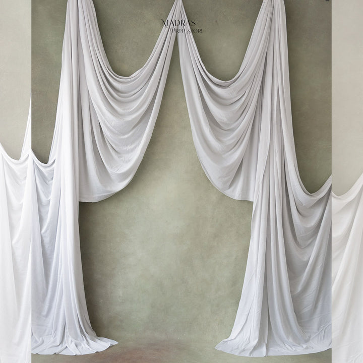 Ripple Drapes Set of 2 ( 1.7 x 5 Meters  ) | White : Baby Props