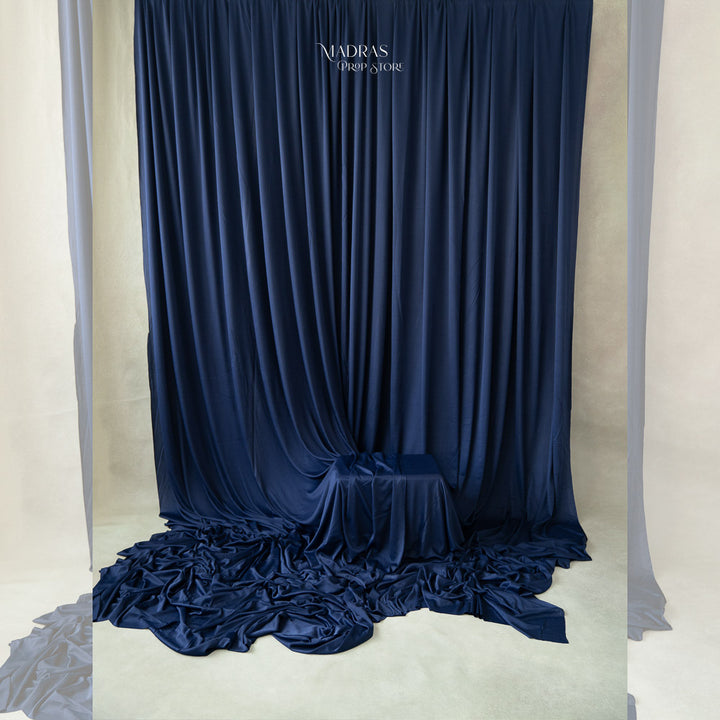 Ripple Drapes Backdrop Set Of 2 ( 1.7 x 4 Meters ) | Navy Blue : Maternity Props