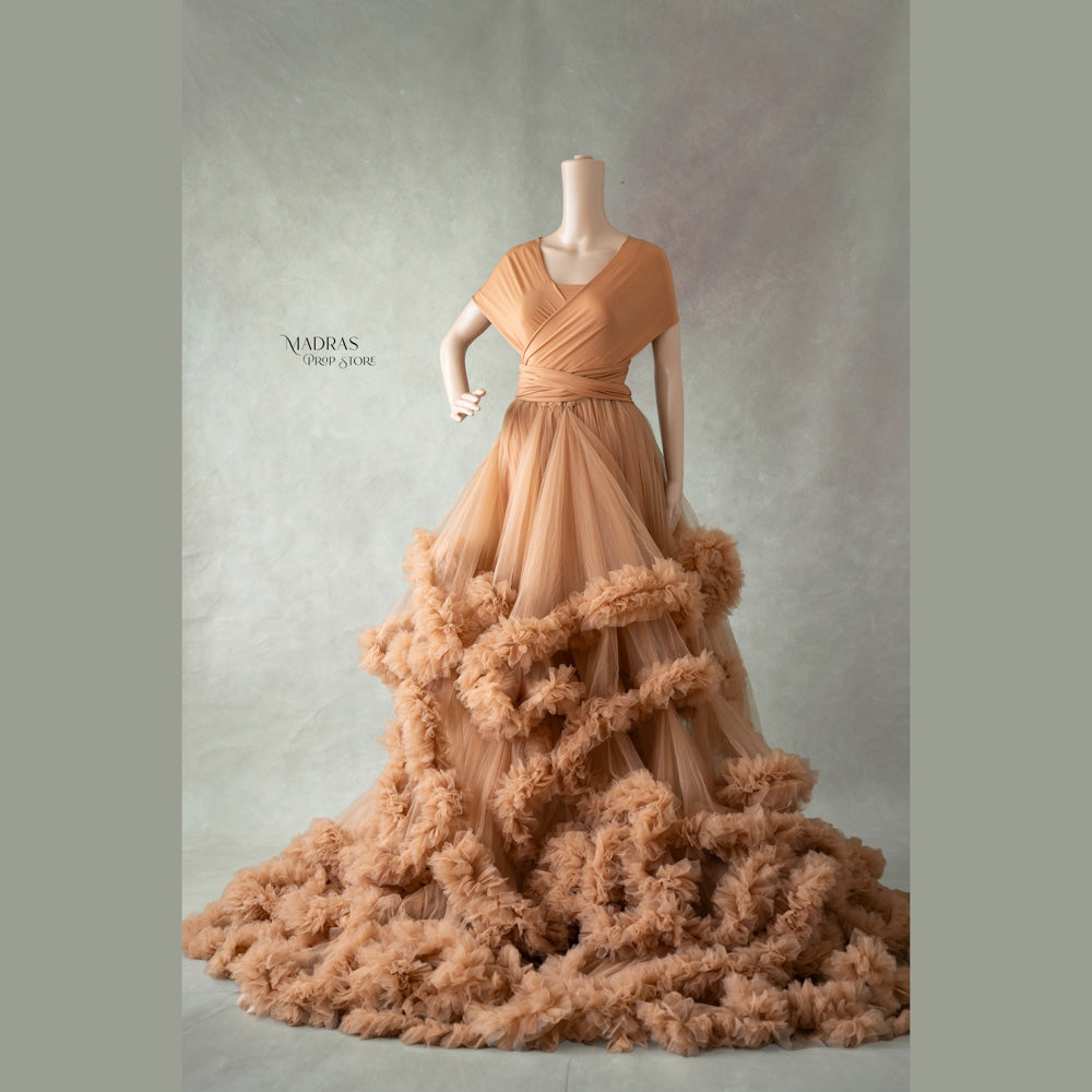 Ruffled Gown | Brown : Maternity Outfits