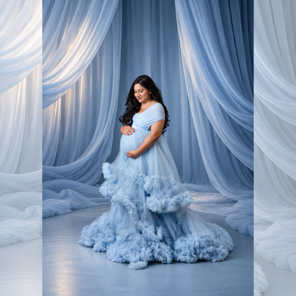 Ruffled Gown | Blue : Maternity Outfits