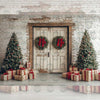 Rustic Wreath Door - Printed Backdrop - Fabric - 5 by 7 feet