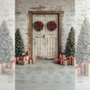 Rustic Wreath Door - Printed Backdrop - Fabric - 8 by 12 Feet