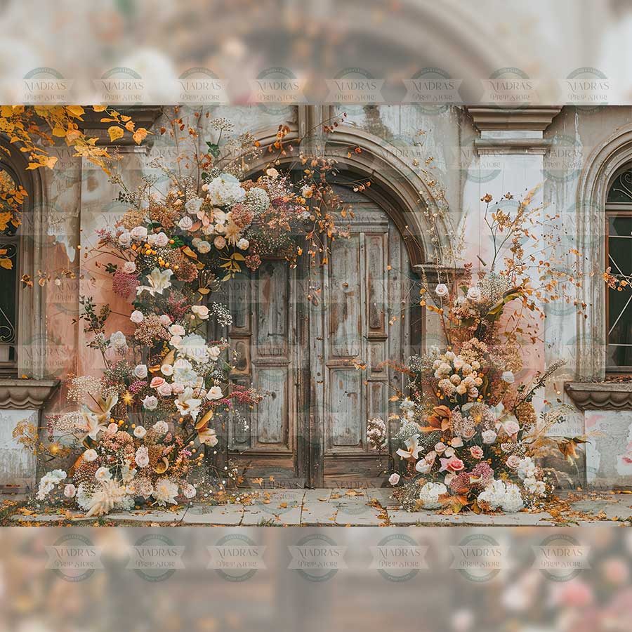 Rustic Floral Decor - Printed Backdrop - Fabric - 5 by 7 feet | Madras ...