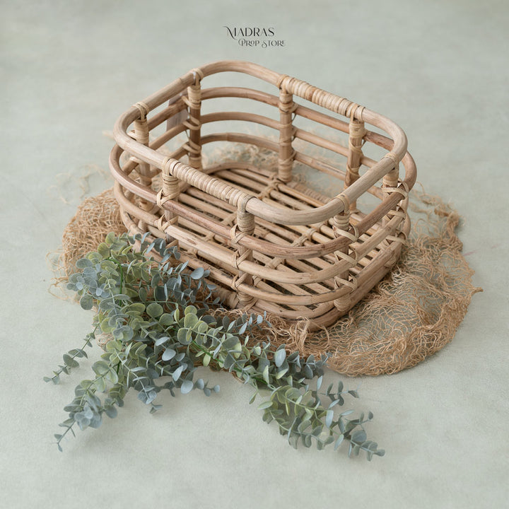 Rustic Bamboo Basket : Baby Props