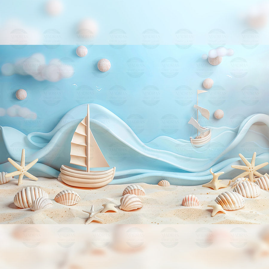 Shell Cloth Backdrop Sea Shell Shores - Printed Backdrop - Fabric - 5 by 7 feet – Madras ...