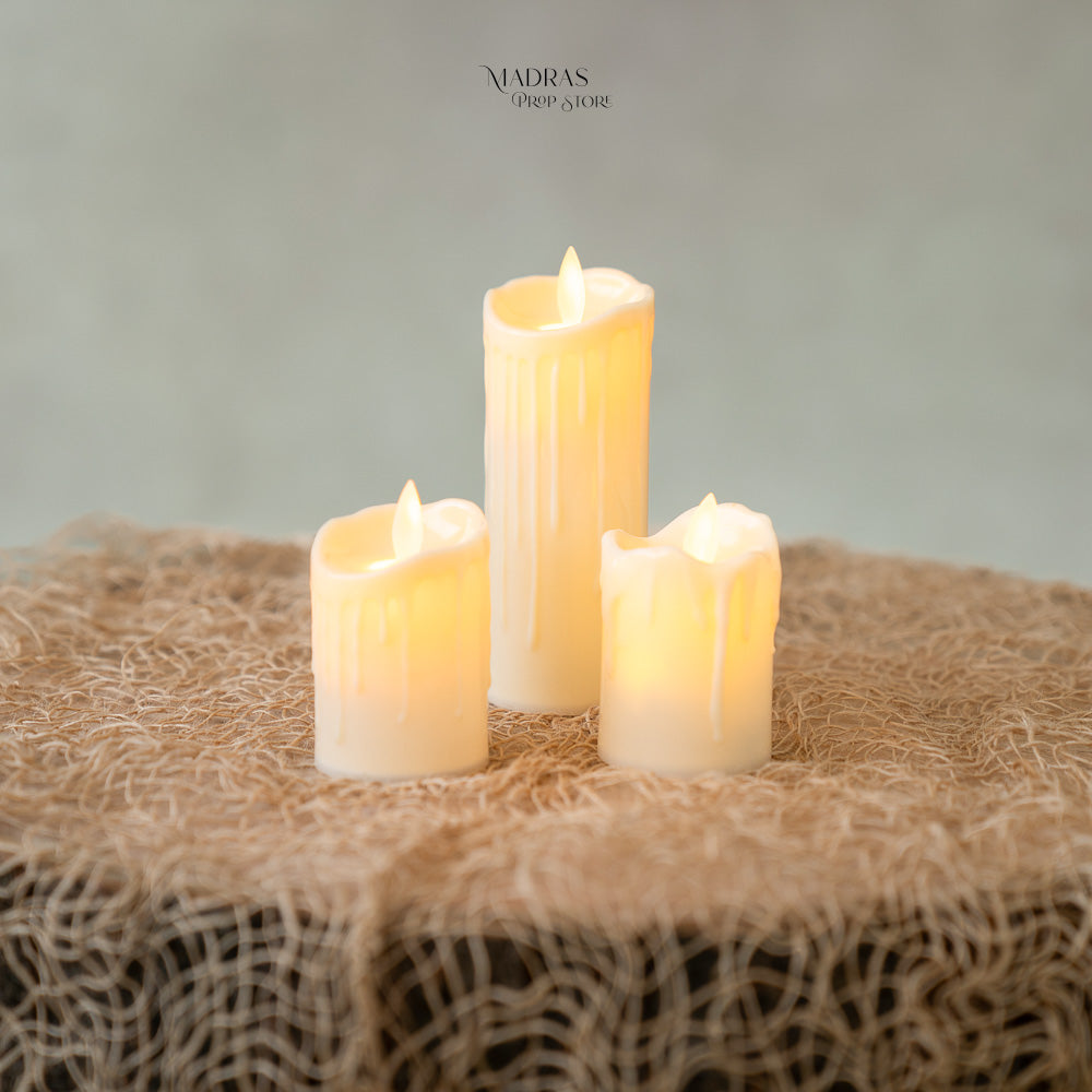 Set of 3 LED Candles : Baby Props