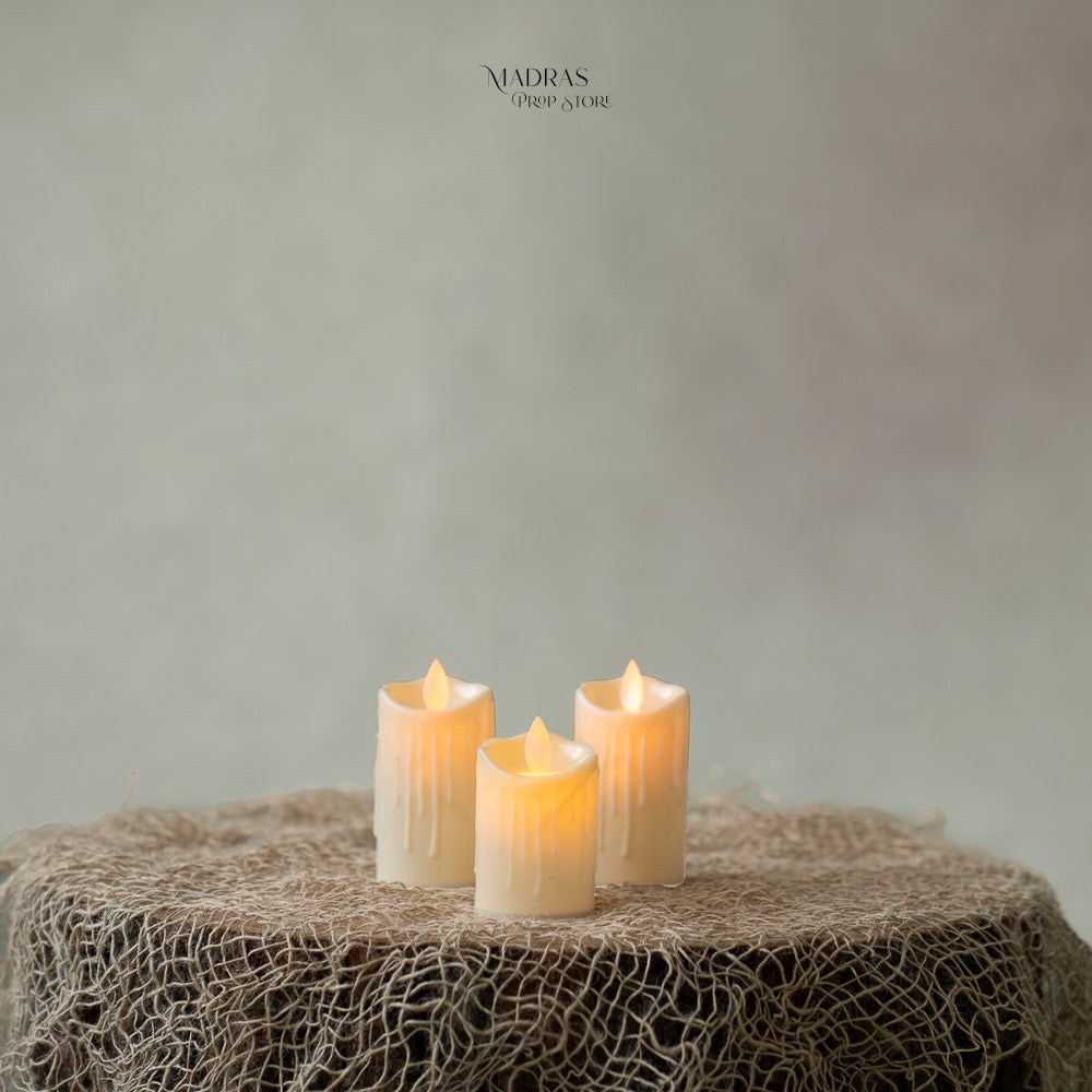 Set of 3 LED Candles : Baby Props