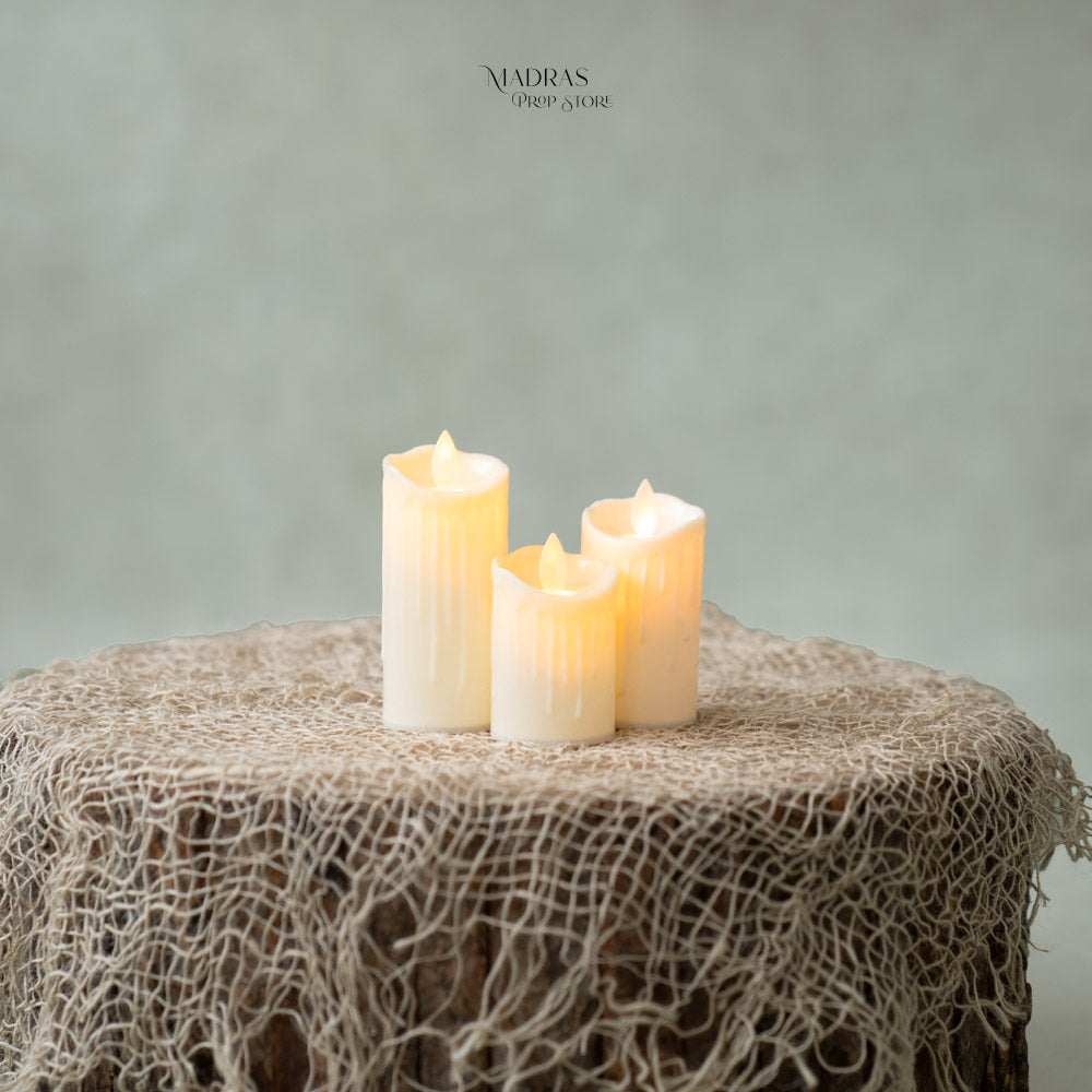 Set of 3 LED Candles : Baby Props