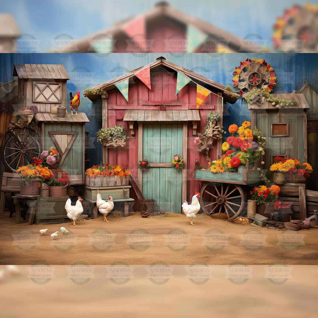 The Barn - Printed Backdrop - Fabric - 5 by 7 feet