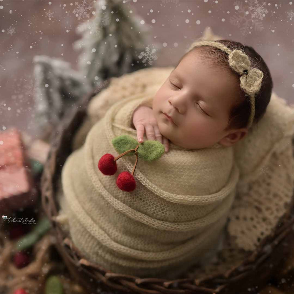 Newborn Must-have Combo | Wrap + Cap + Headband| 215 CM Long - Duskey White : Baby Props