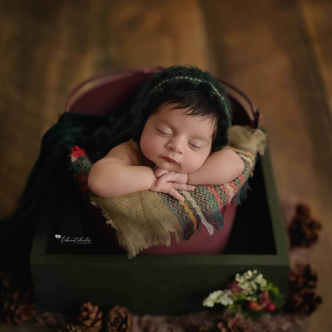 Newborn Must-have Combo | Wrap + Cap + Headband | 215 CM Long - Green : Baby Props