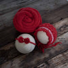 Newborn Must-have Combo | Wrap + Cap + Headband | 215 CM Long - Red