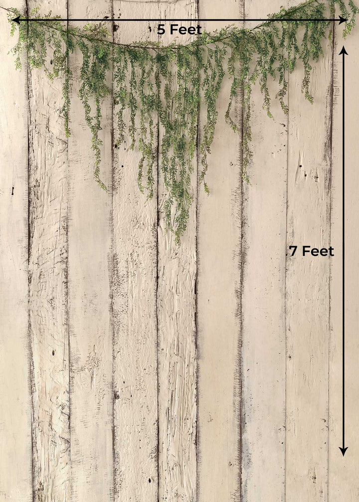 Vintage Cream Wood With Garland : Baby Printed