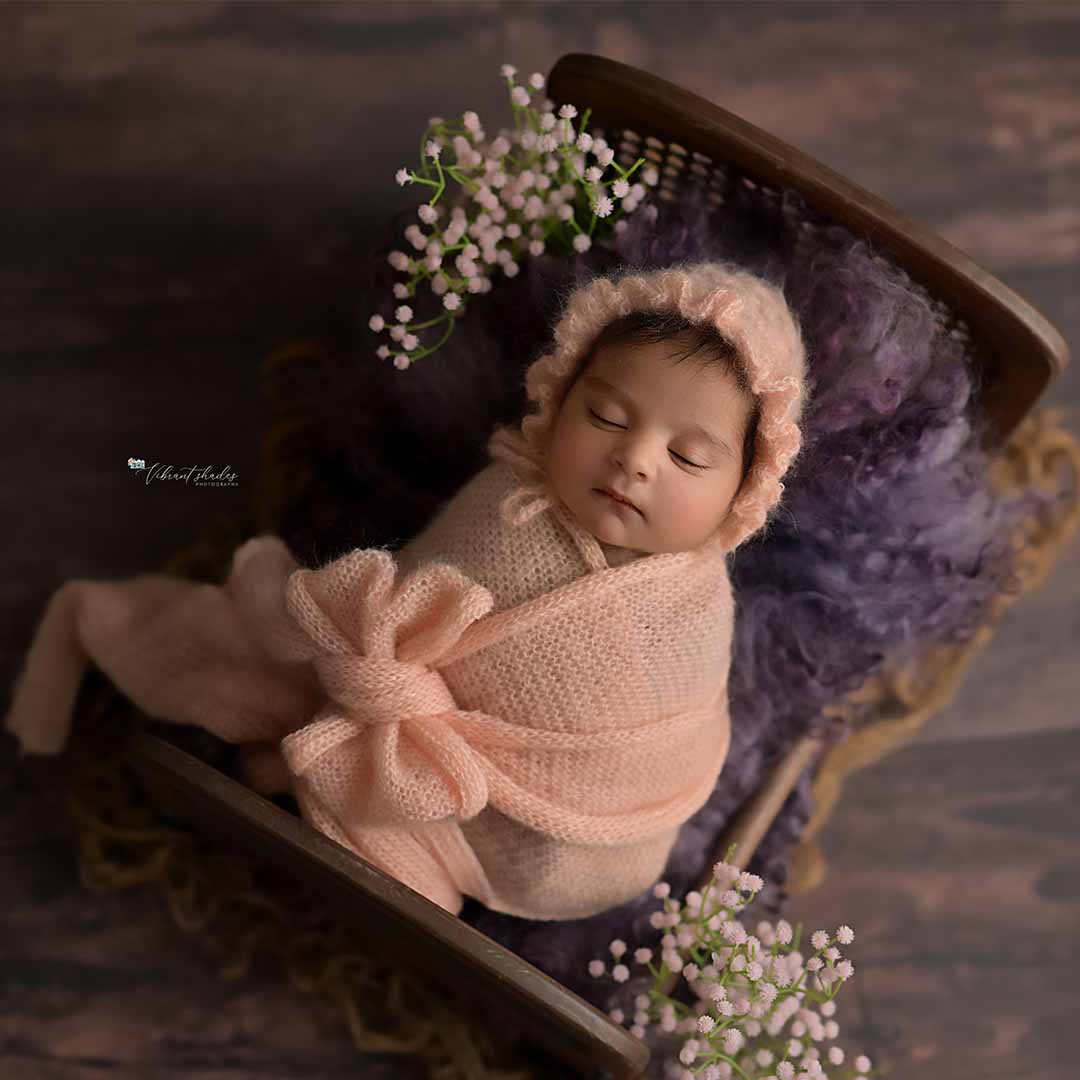 Newborn Must-have Combo | Wrap + Cap + Headband| 215 CM Long - Peach