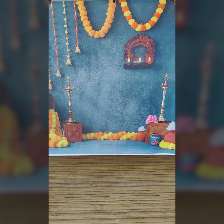 Mandir - Printed Backdrop - Fabric - 5 by 7 feet | D088